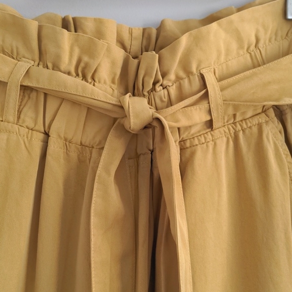 THREAD + SUPPLY | Wide Leg Pants Pull On Paperbag Waist Pockets,Mustard, Women L - Picture 5 of 13